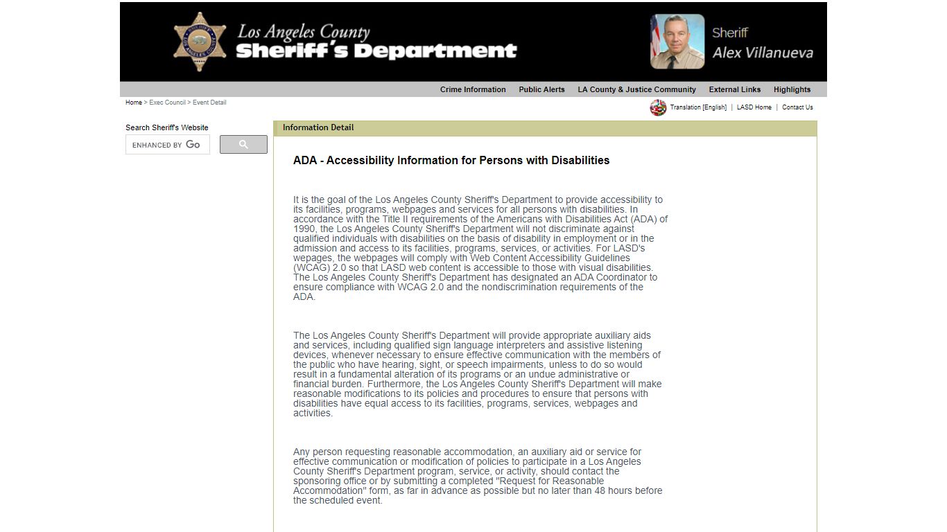 ADA Accessibility - Los Angeles County Sheriff's Department