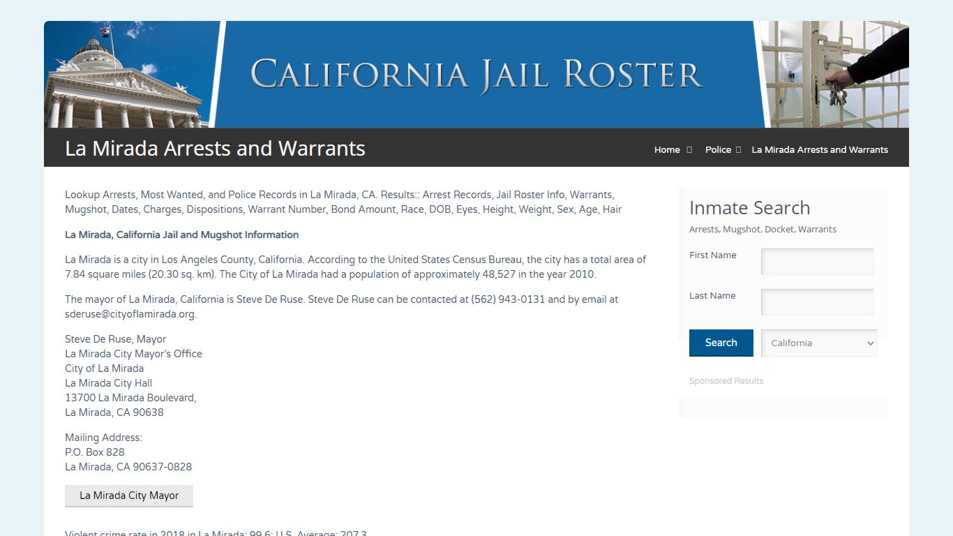 La Mirada Arrests and Warrants | Jail Roster Search